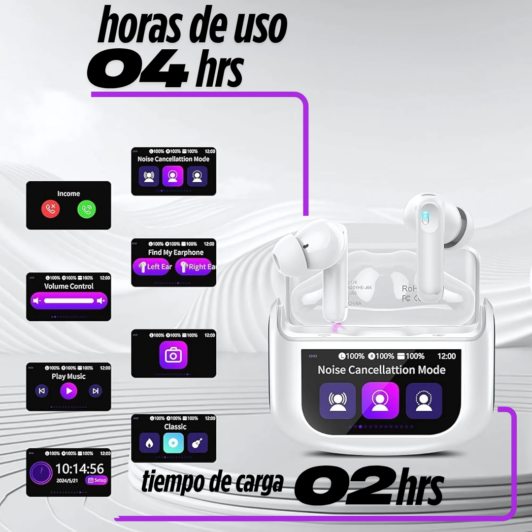 audifonos  Bluetooth con Pantalla LED Táctil
